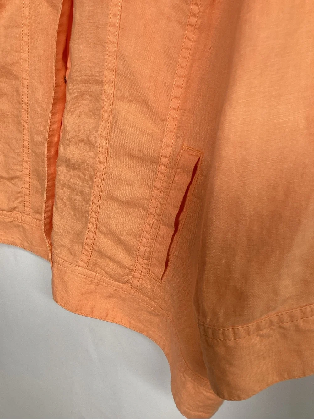 CHICO’S Cantaloupe Linen Trucker Jacket Size 2